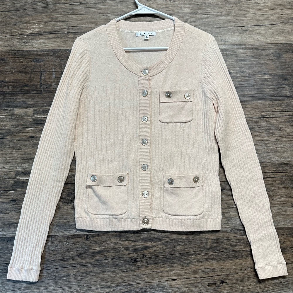 CAbi Cream Button-Up Sweater Cardigan